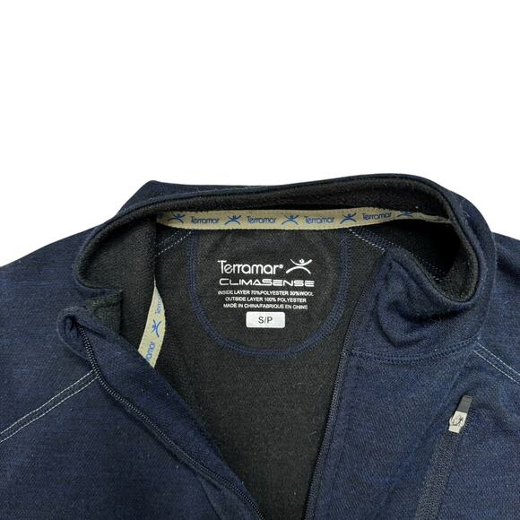 TERRAMAR Thermawool 1/2 Zip Pullover in Blue Size Small Mens Climasense Wool - Picture 3 of 6